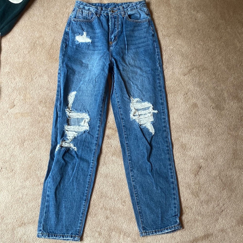 SHEIN: high rise mom jeans. Medium wash (Never worn!)